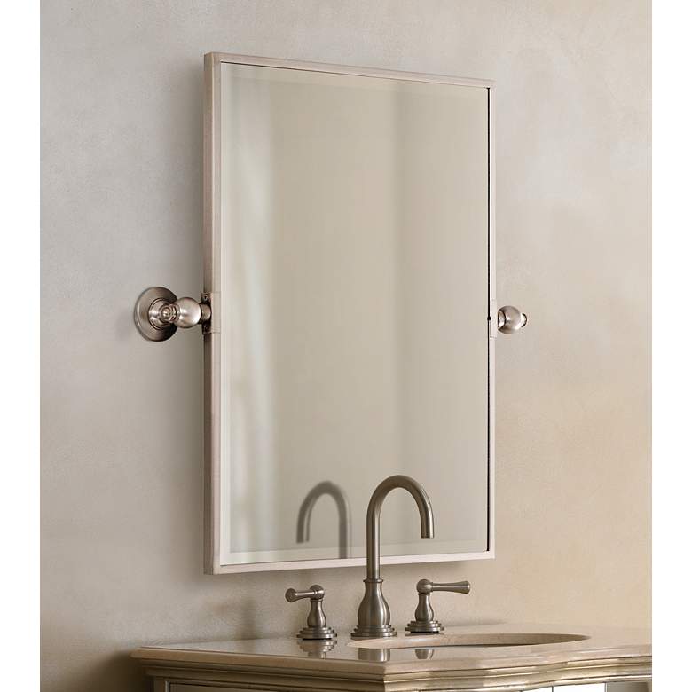 Image 1 Minka 24" High Rectangle Brushed Nickel Bathroom Wall Mirror