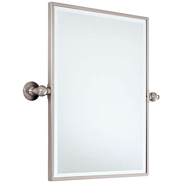 Image 3 Minka 24 inch High Rectangle Brushed Nickel Bathroom Wall Mirror more views