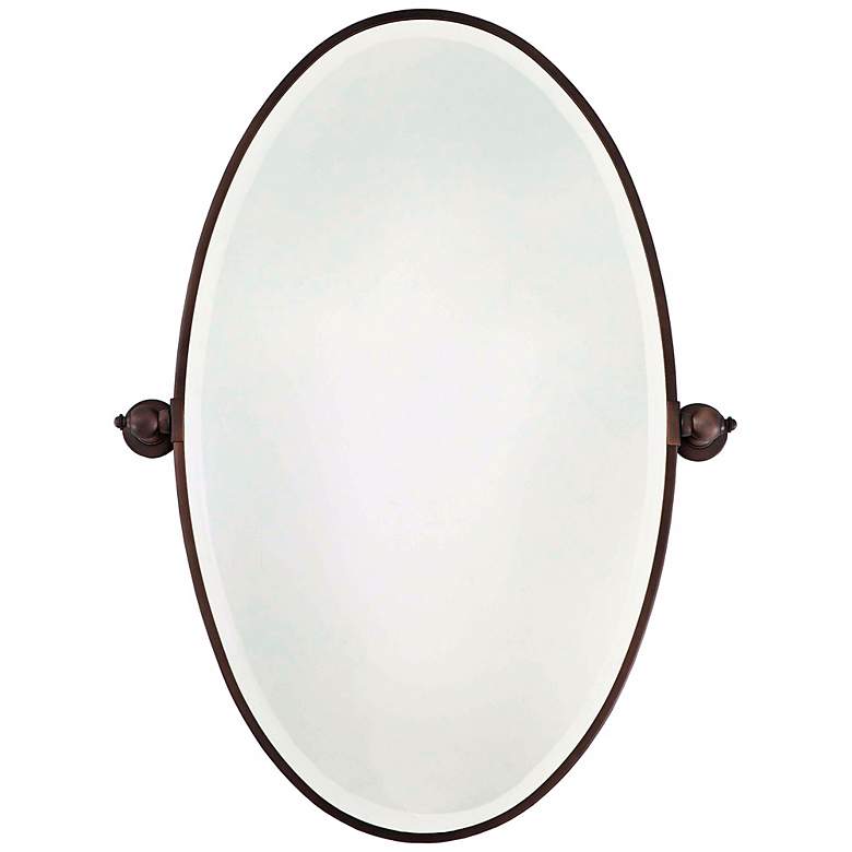 Image 1 Minka 36" High Oval Brushed Bronze Bathroom Wall Mirror