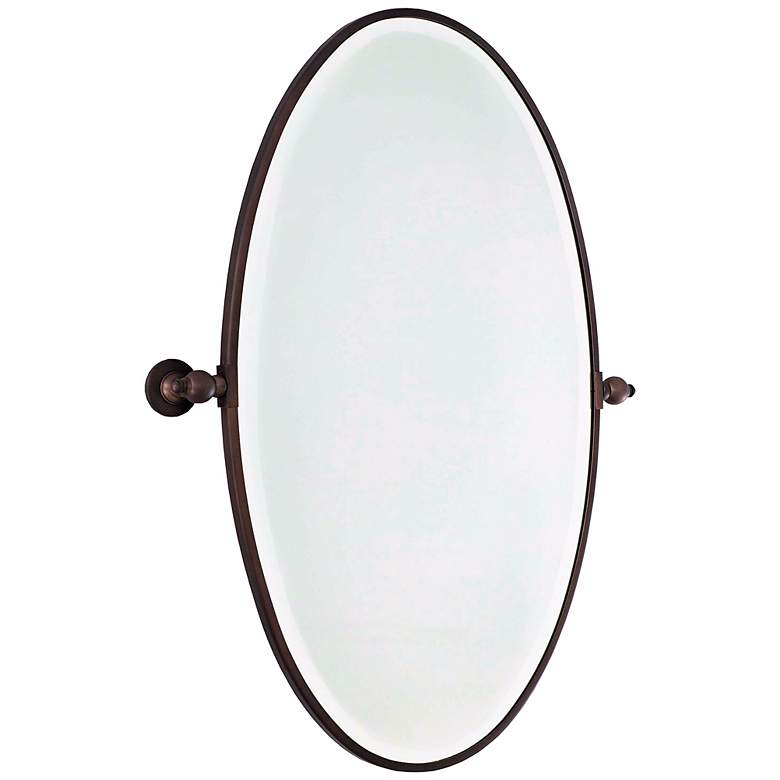 Image 2 Minka 36" High Oval Brushed Bronze Bathroom Wall Mirror more views