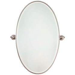 Minka 36&quot; High Oval Brushed Nickel Bathroom Wall Mirror