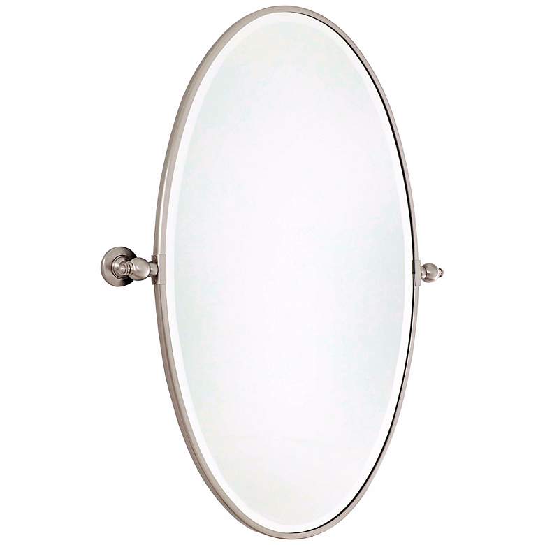 Image 2 Minka 36" High Oval Brushed Nickel Bathroom Wall Mirror more views