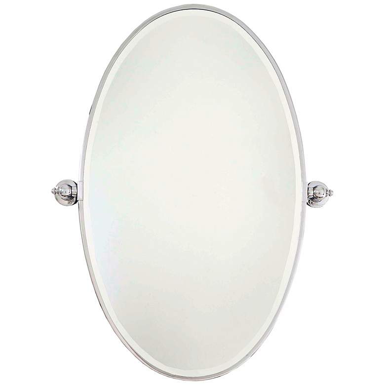 Image 1 Minka 36" High XL Oval Chrome Bathroom Wall Mirror