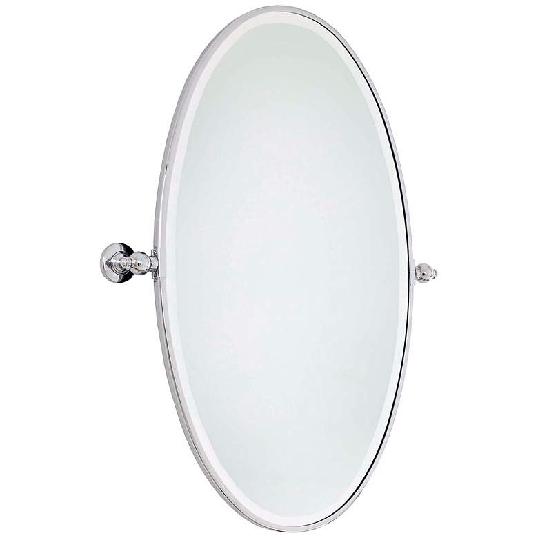 Image 2 Minka 36" High XL Oval Chrome Bathroom Wall Mirror more views