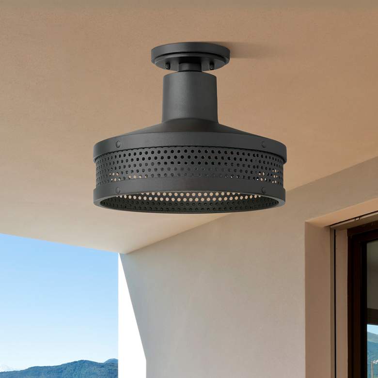 Image 1 Minka Abalone Point 12" Wide Sand Coal Black Outdoor Ceiling Light