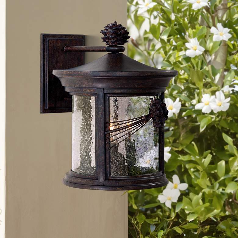 Image 1 Minka Abbey Lane 14 1/4" High Iron Oxide 3-Light Outdoor Wall Lantern
