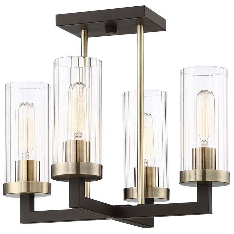 Image 1 Minka Ainsley Court 16" 4-Light Bronze and Clear Glass Ceiling Light