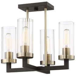 Minka Ainsley Court 16" 4-Light Bronze and Clear Glass Ceiling Light