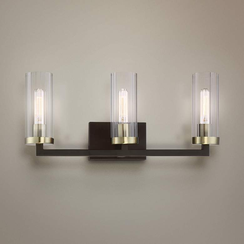 Image 1 Minka Ainsley Court 23" Wide Aged Kingston Bronze 3-Light Bath Light
