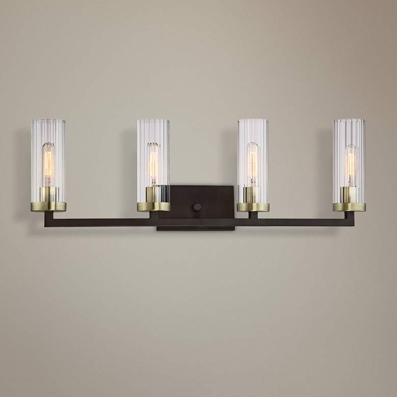 Image 1 Minka Ainsley Court 32 3/4" Kingston Bronze 4-Light Bath Light