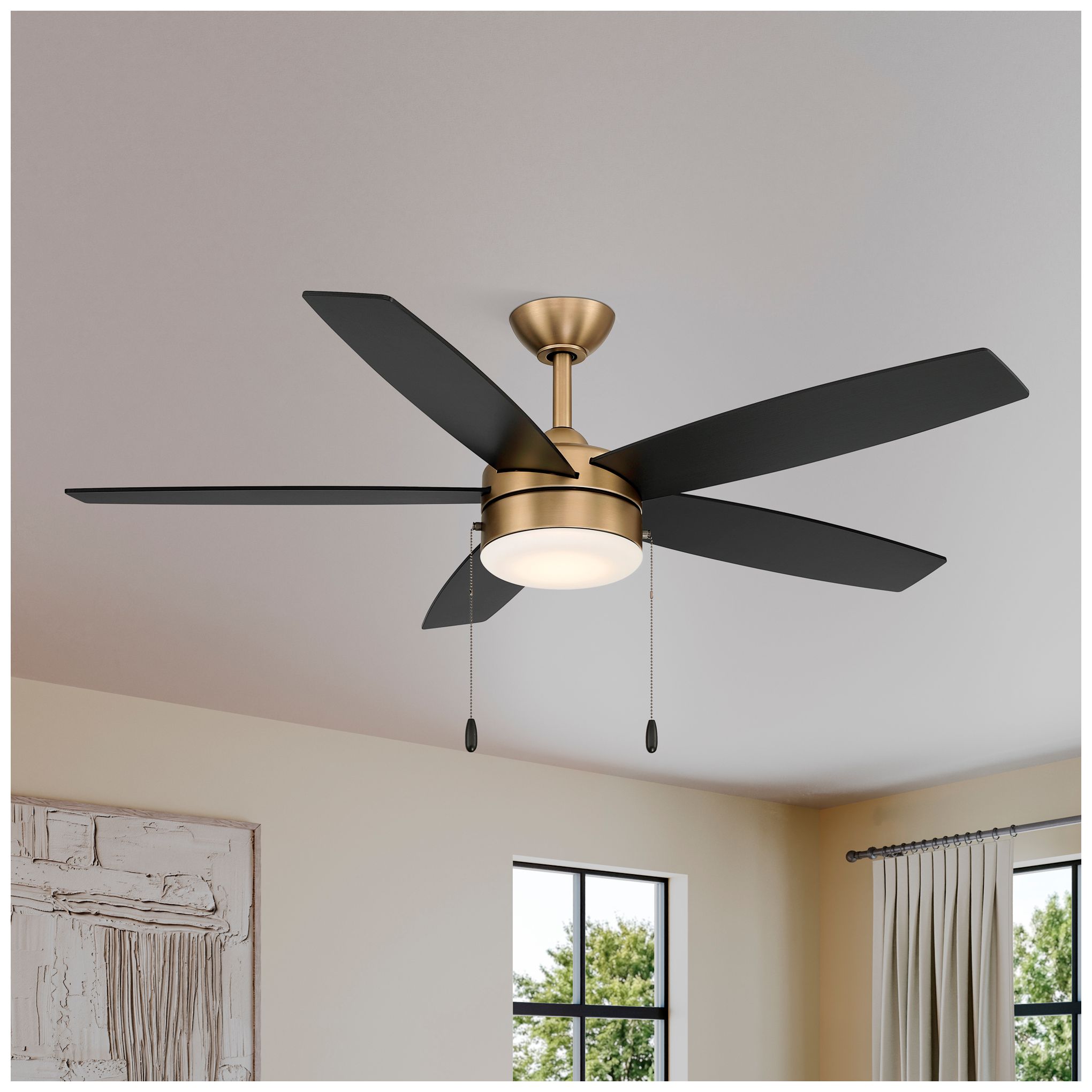Image 2 Minka-Aire Airetor 52-in LED Brushed Brass and Black 5-Blades Ceiling Fan more views