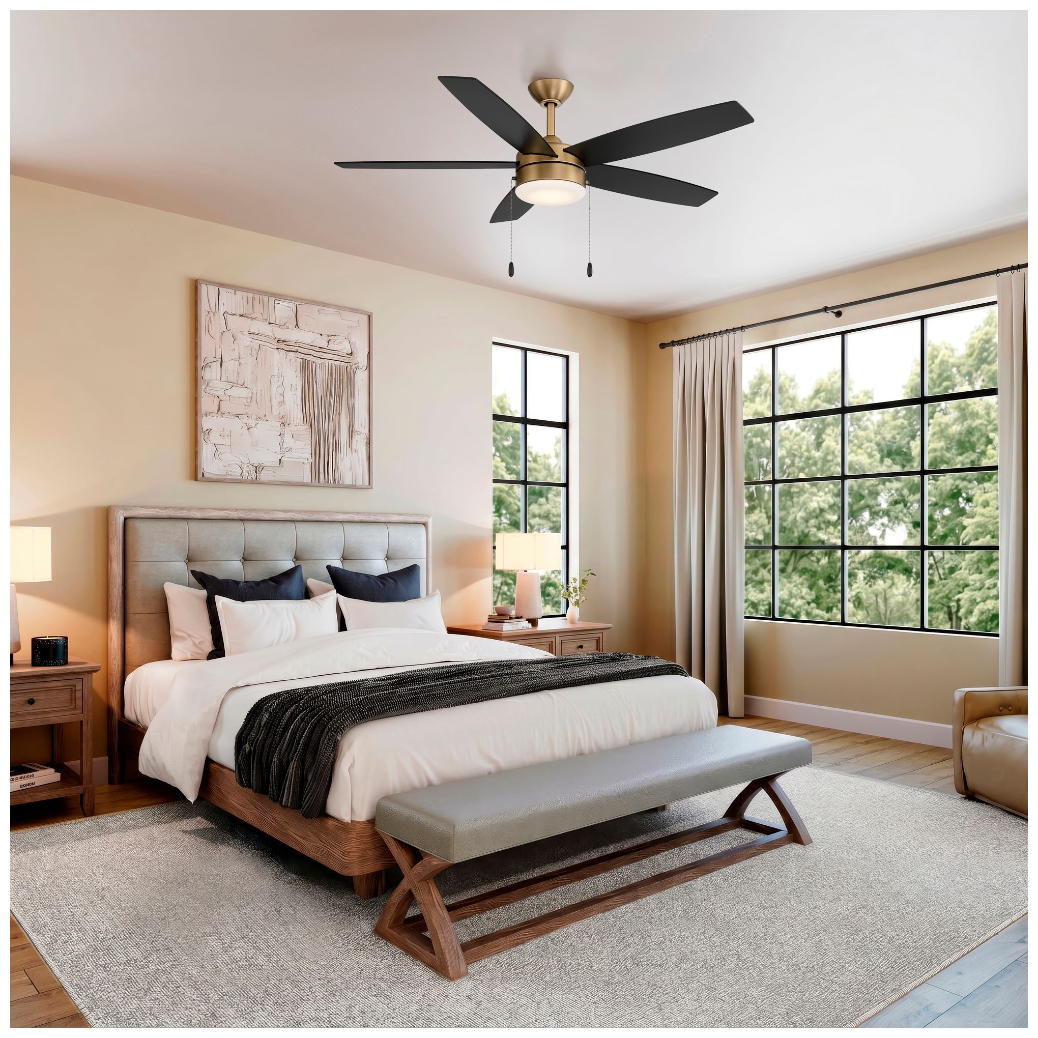 Image 4 Minka-Aire Airetor 52-in LED Brushed Brass and Black 5-Blades Ceiling Fan more views