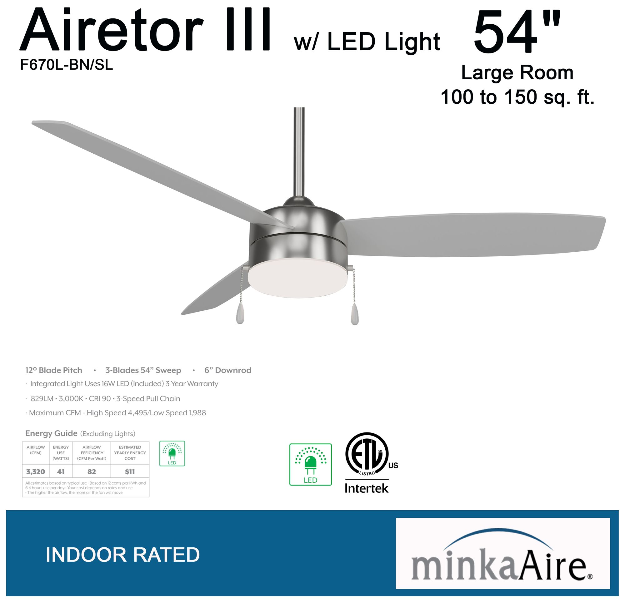 Image 6 Minka Aire Airetor III 54-inch LED Brushed Nickel Ceiling Fan more views