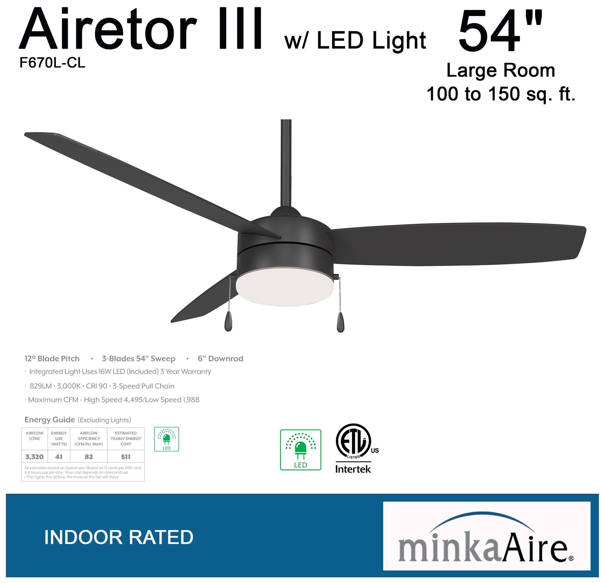 Image 5 Minka Aire Airetor III 54-inch LED Coal Ceiling Fan more views