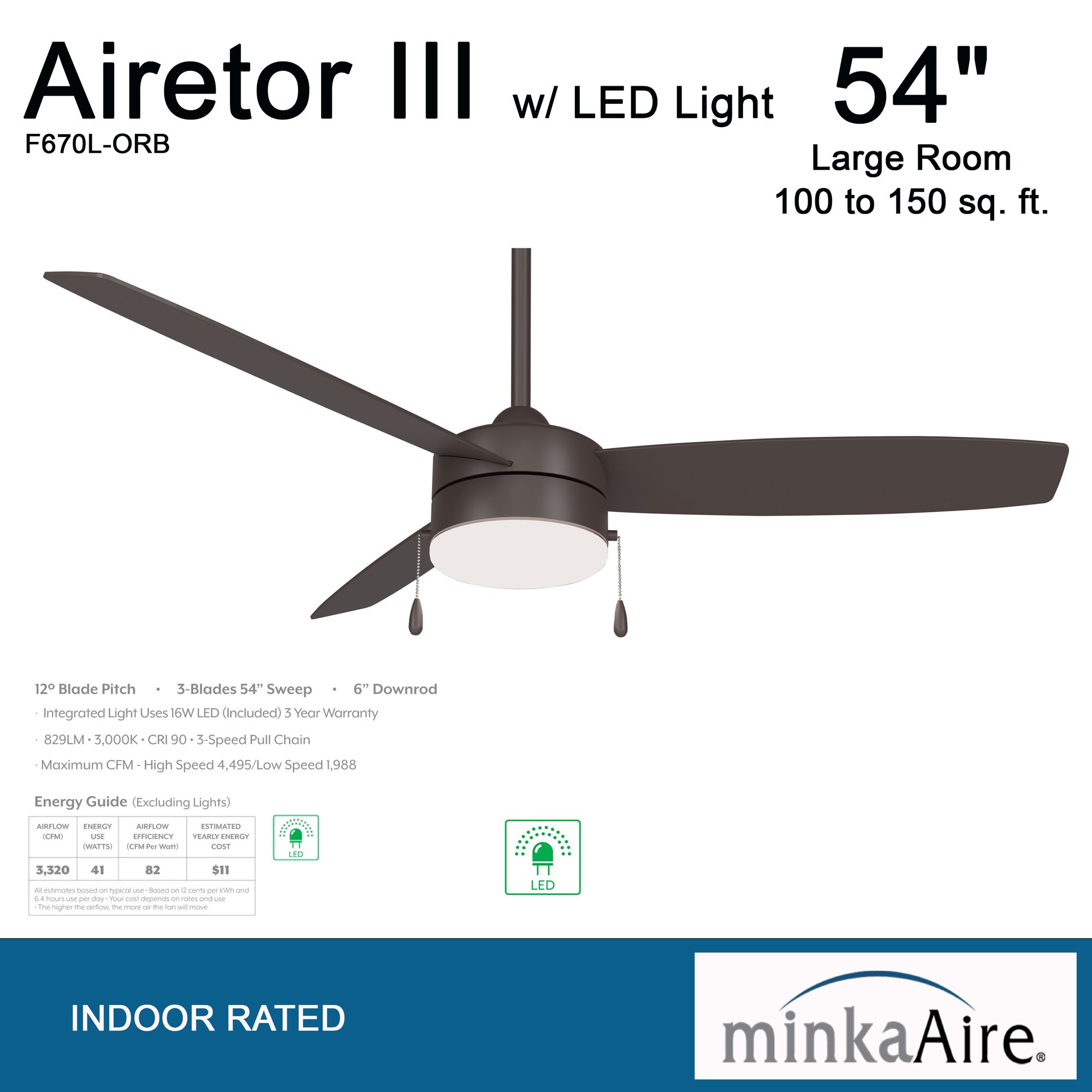 Image 6 Minka Aire Airetor III 54-inch LED Oil Rubbed Bronze Ceiling Fan more views
