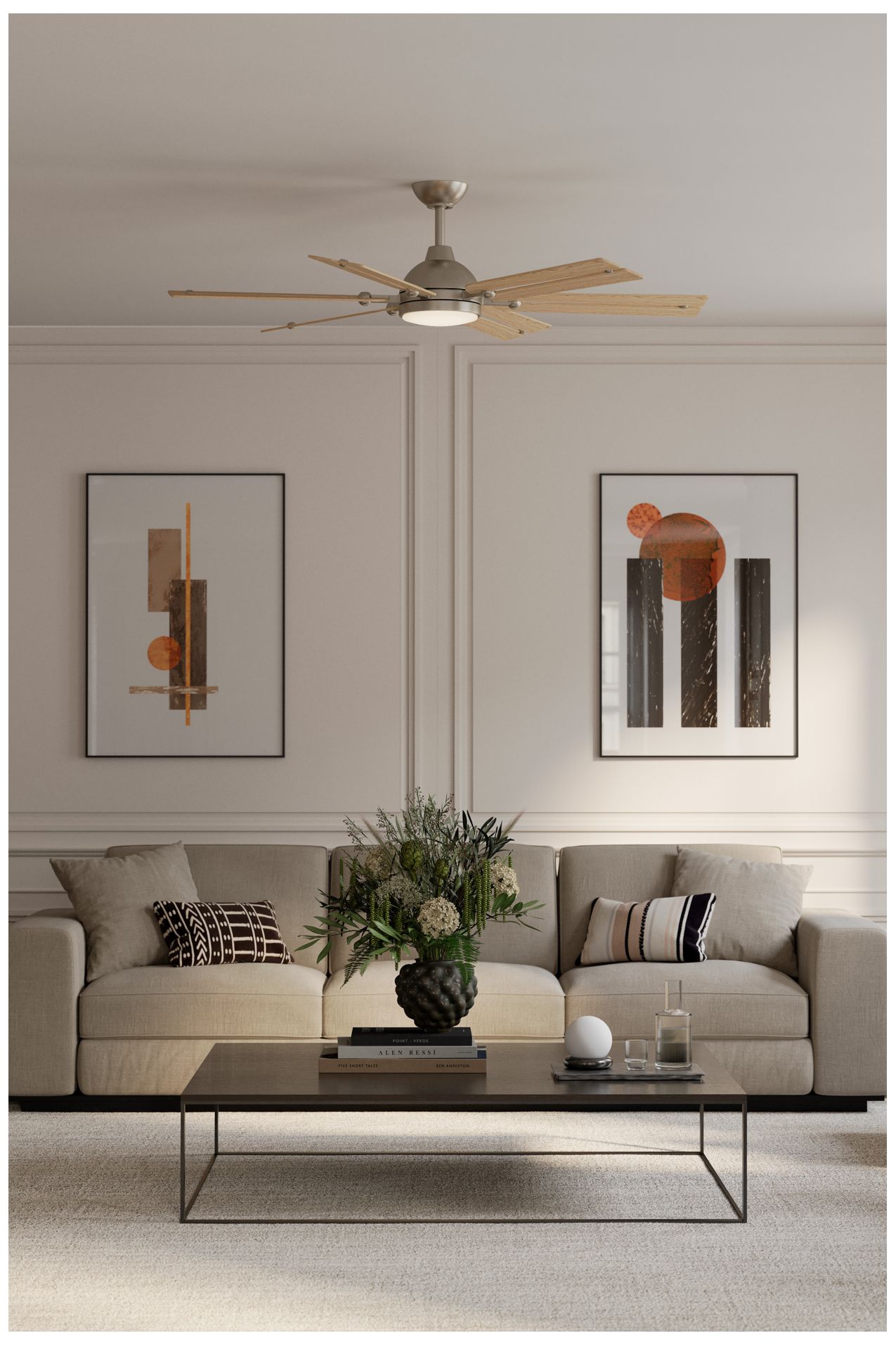 Image 4 Minka Aire Allegata 56-in CCT LED Brushed Nickel Indoor 6-Blade Ceiling Fan more views
