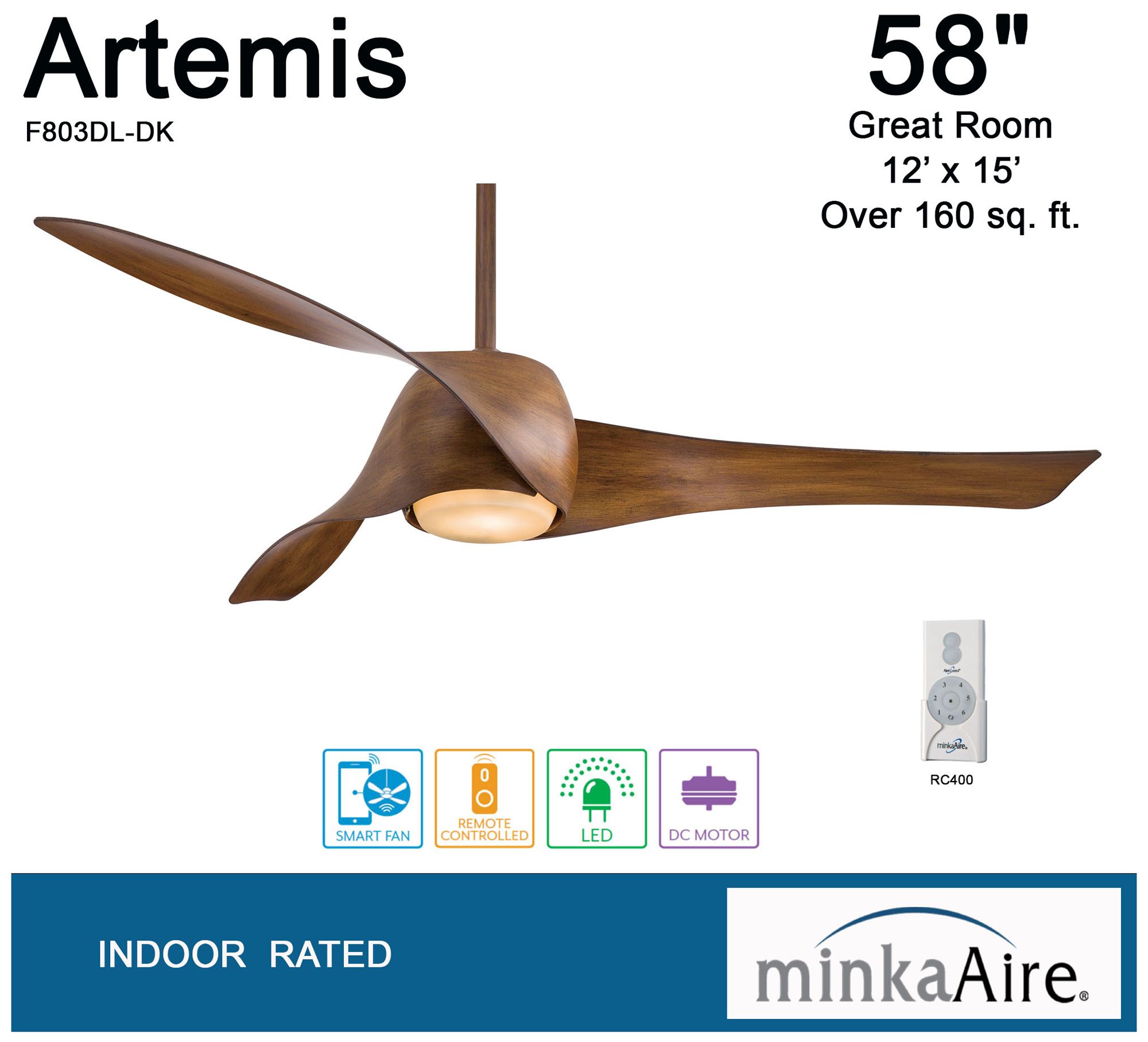 Image 6 Minka Aire Artemis 58-inch LED Smart Distressed Koa Ceiling Fan more views