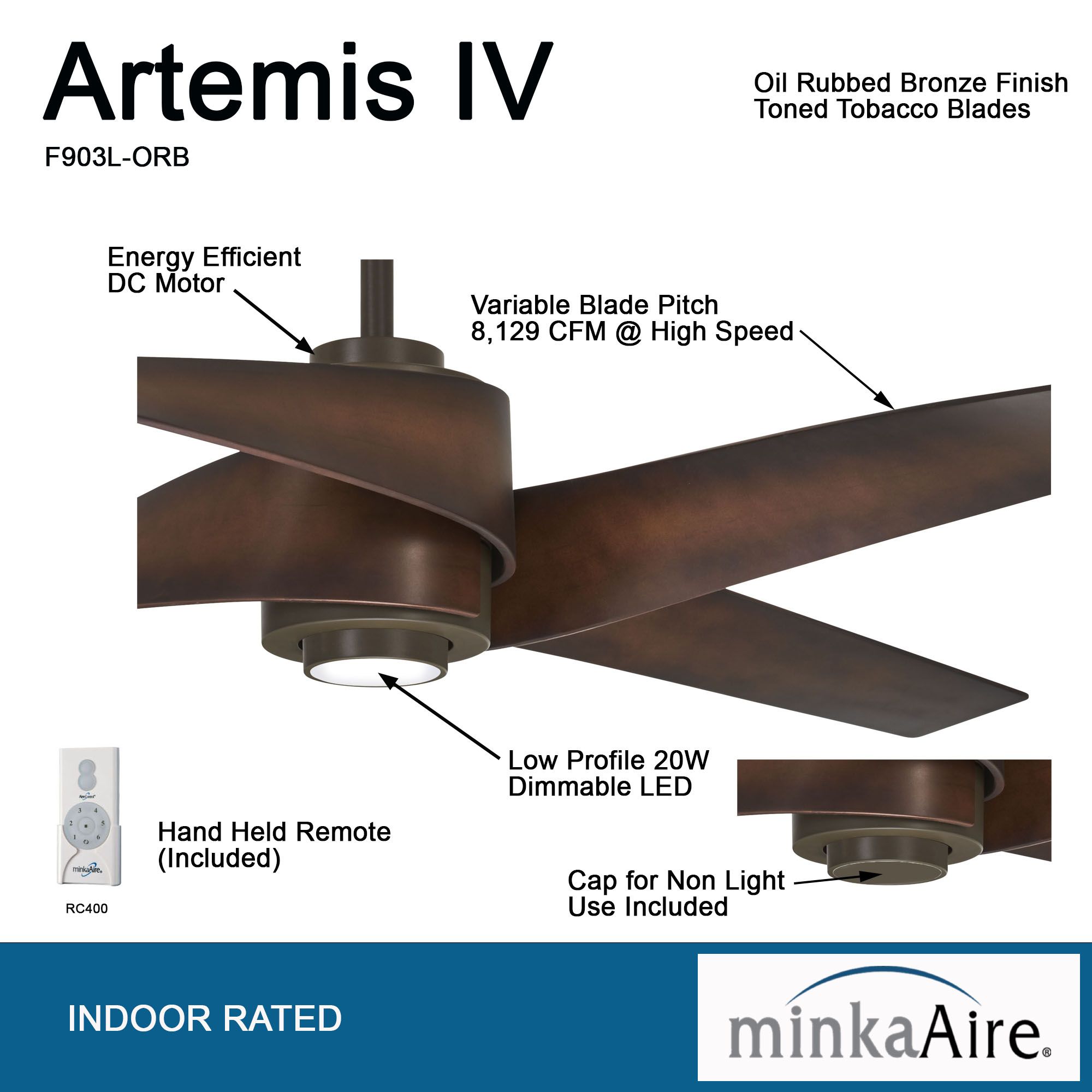 Image 4 Minka Aire Artemis IV 64-inch LED Oil Rubbed Bronze Ceiling Fan more views