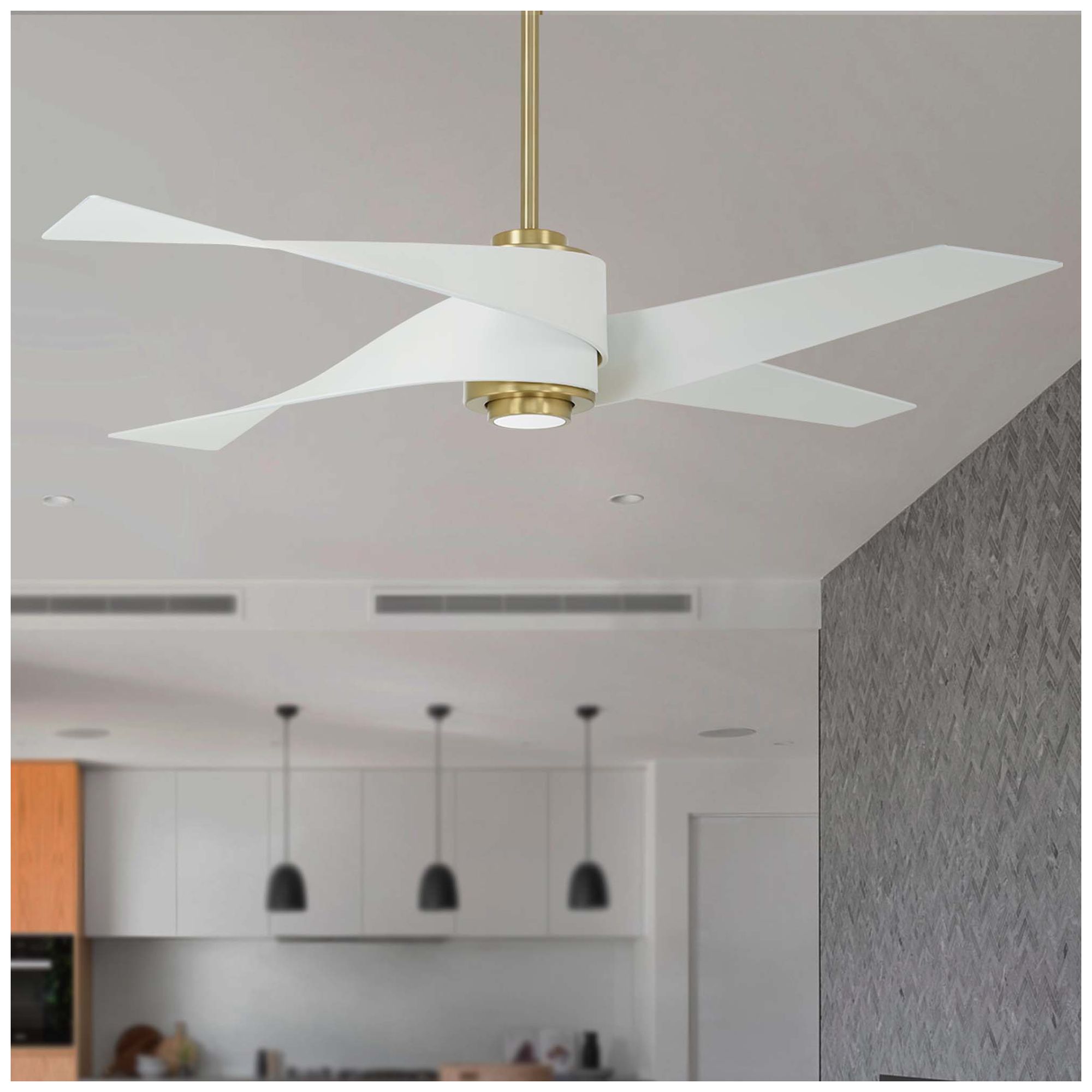 Image 5 Minka Aire Artemis IV 64-inch LED Soft Brass and Flat white Ceiling Fan more views