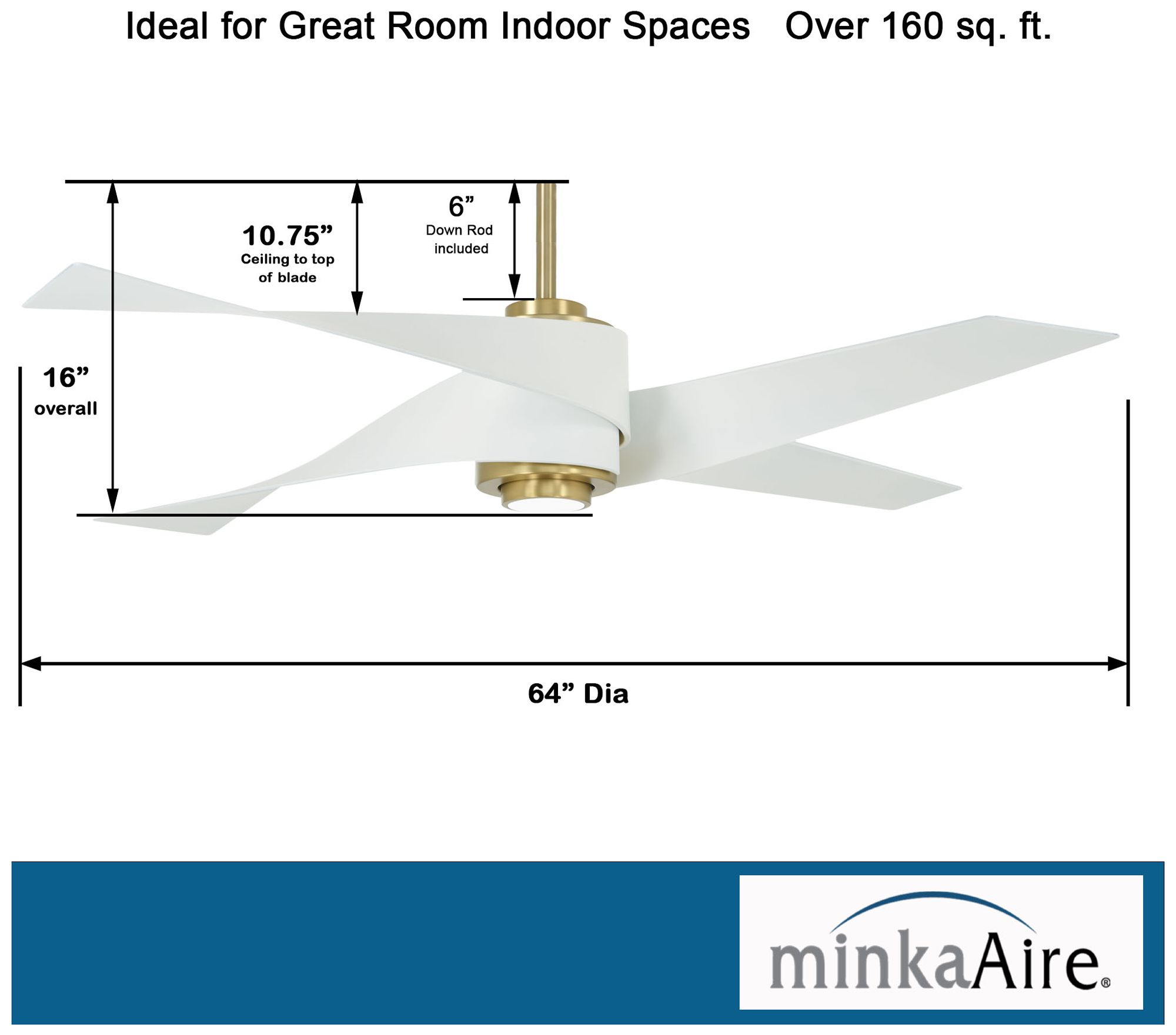 Image 6 Minka Aire Artemis IV 64-inch LED Soft Brass and Flat white Ceiling Fan more views