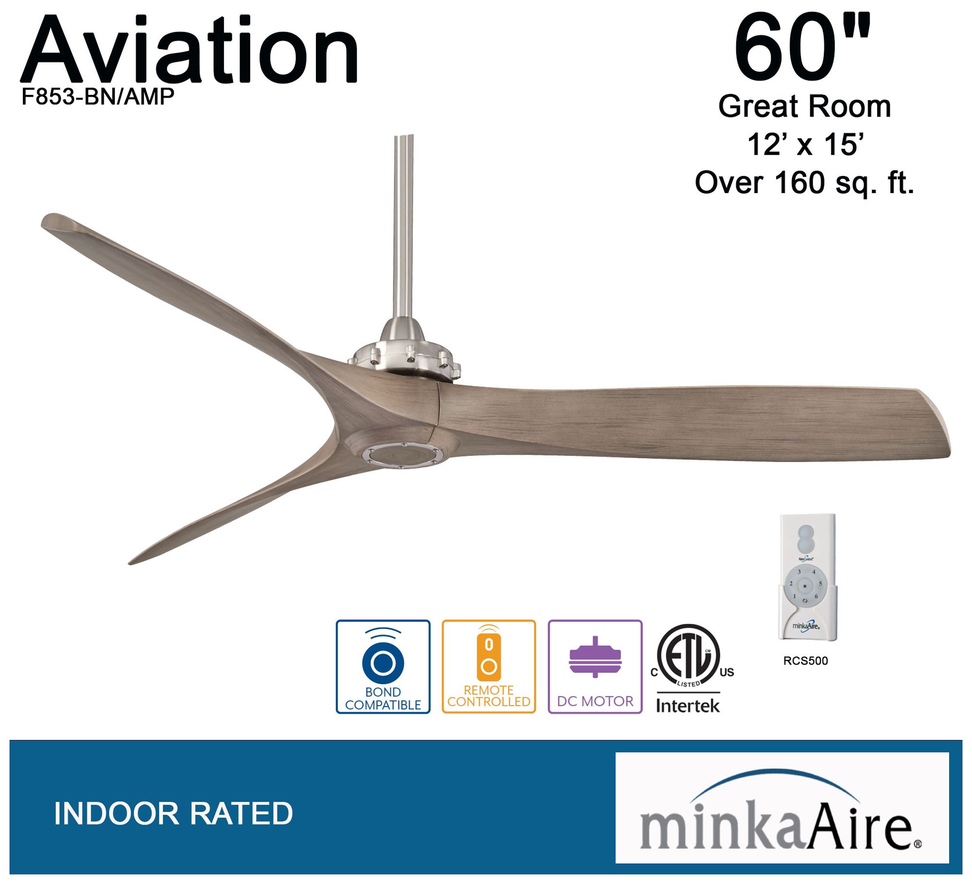 Image 5 Minka Aire Aviation 60-inch Brushed Nickel and Ash Maple Ceiling Fan more views