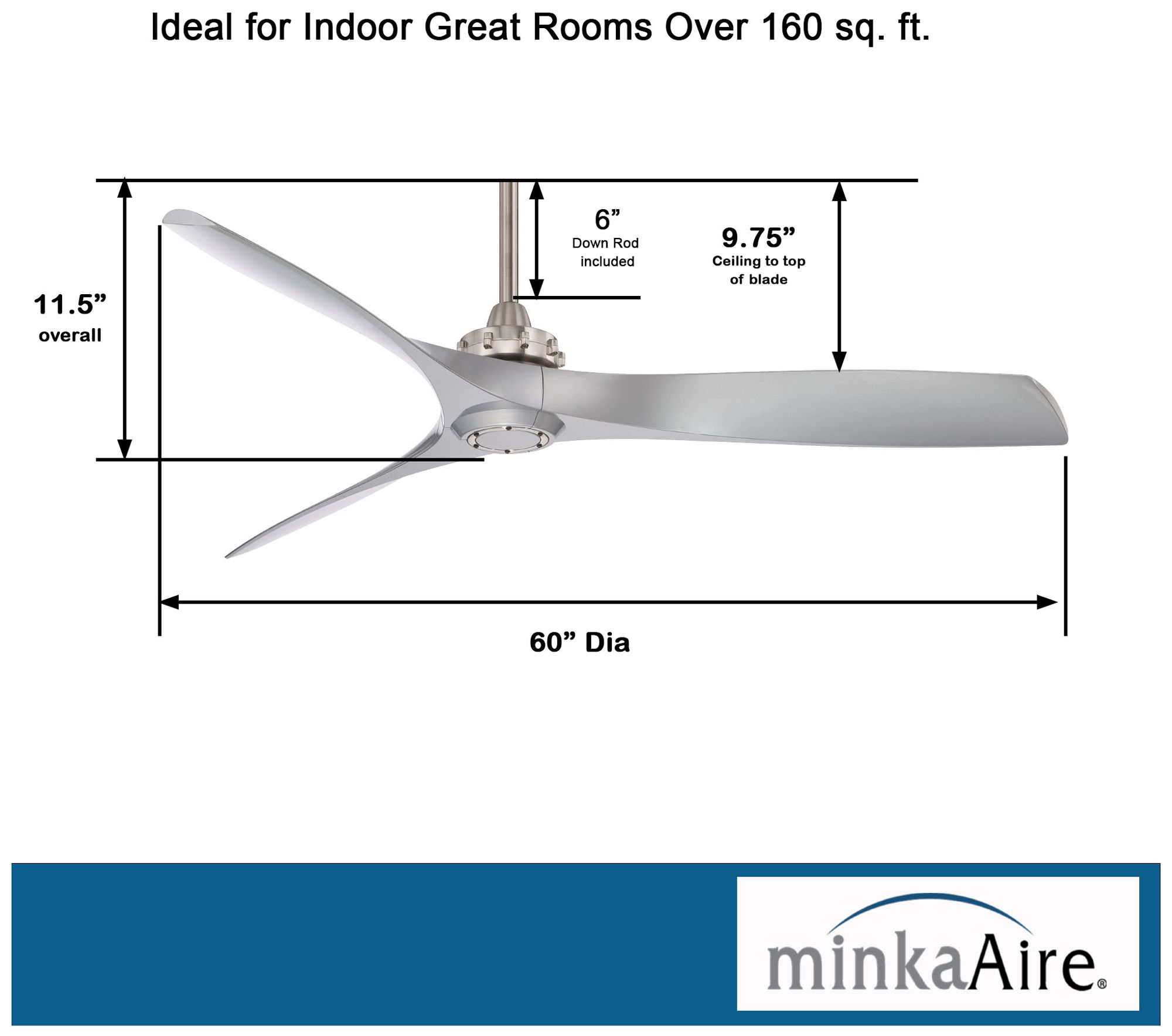 Image 5 Minka Aire Aviation 60-inch Brushed Nickel and Silver Ceiling Fan more views