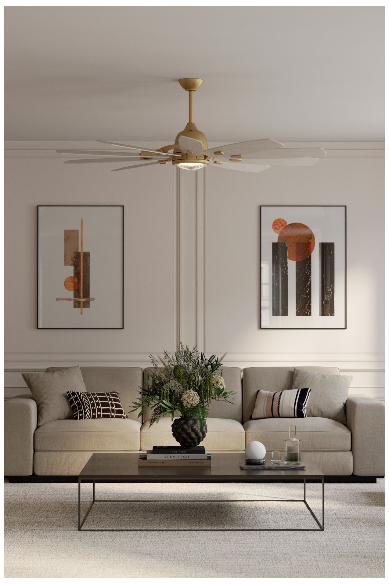 Image 4 Minka Aire Barn 65-in CCT LED Legacy Brass Indoor 10-Blade Ceiling Fan more views