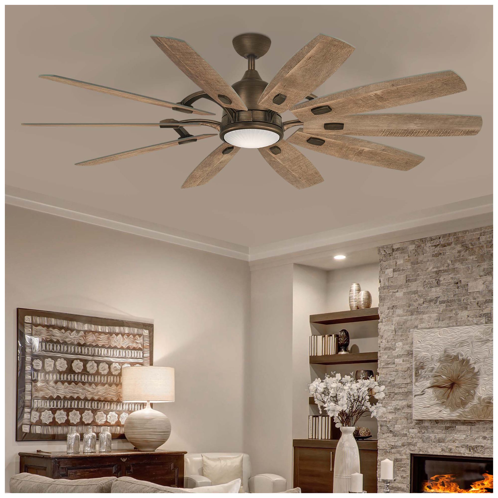 Minka Aire Barn 65-inch LED Heirloom Smart Ceiling Fan in scene