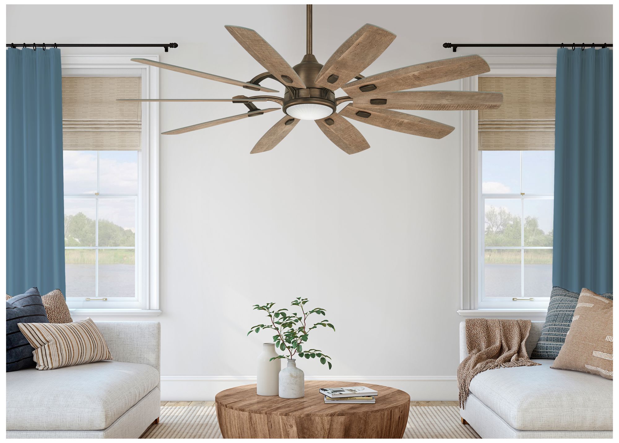 Minka Aire Barn 65-inch LED Heirloom Smart Ceiling Fan in scene