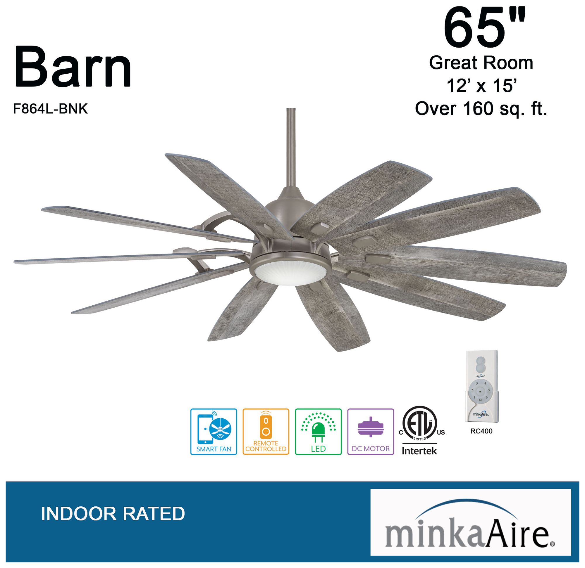 Image 7 Minka Aire Barn 65-inch LED Smart Burnished Nickel Ceiling Fan more views