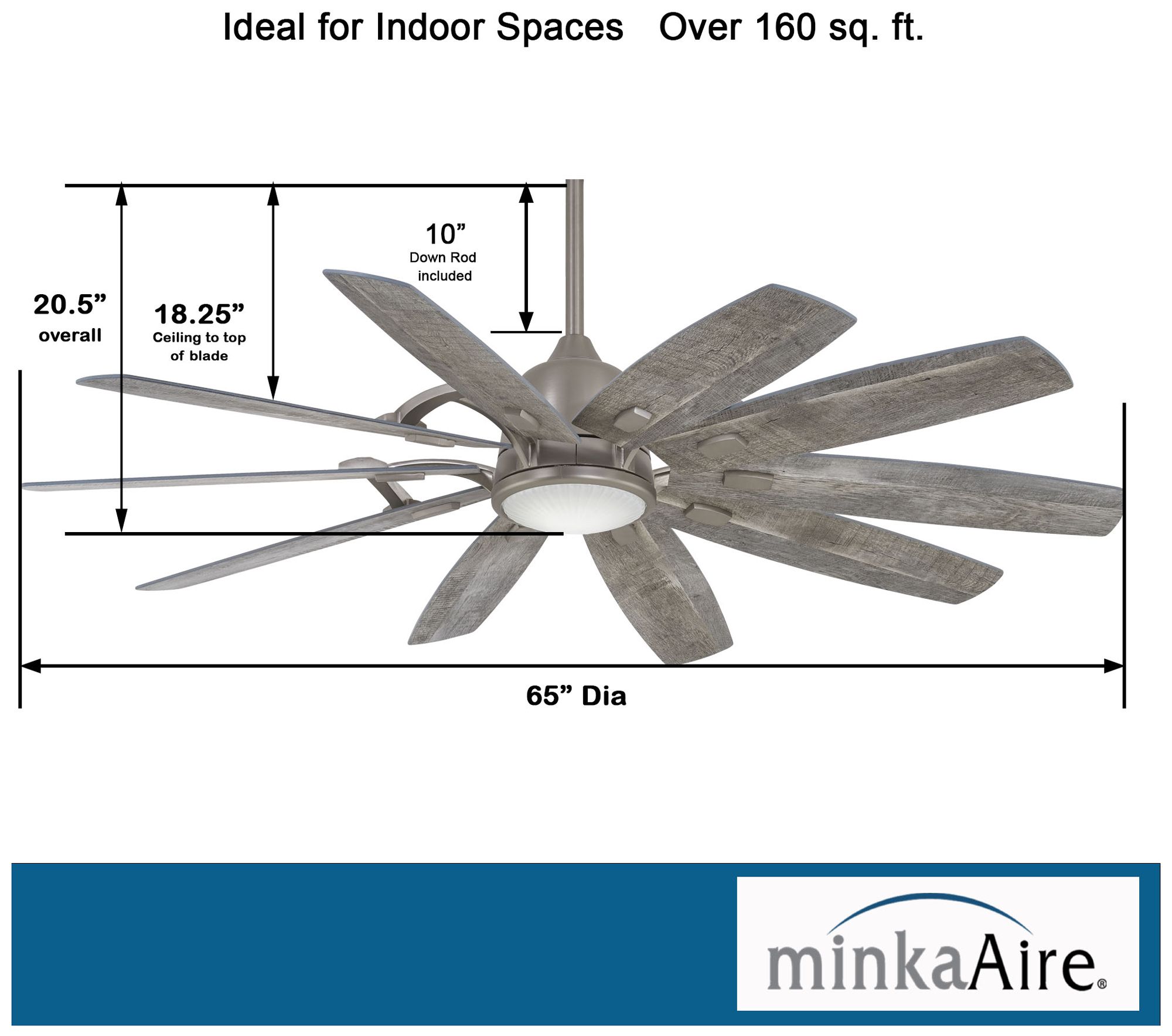 Minka Aire Barn 65-inch LED Smart Burnished Nickel Ceiling Fan