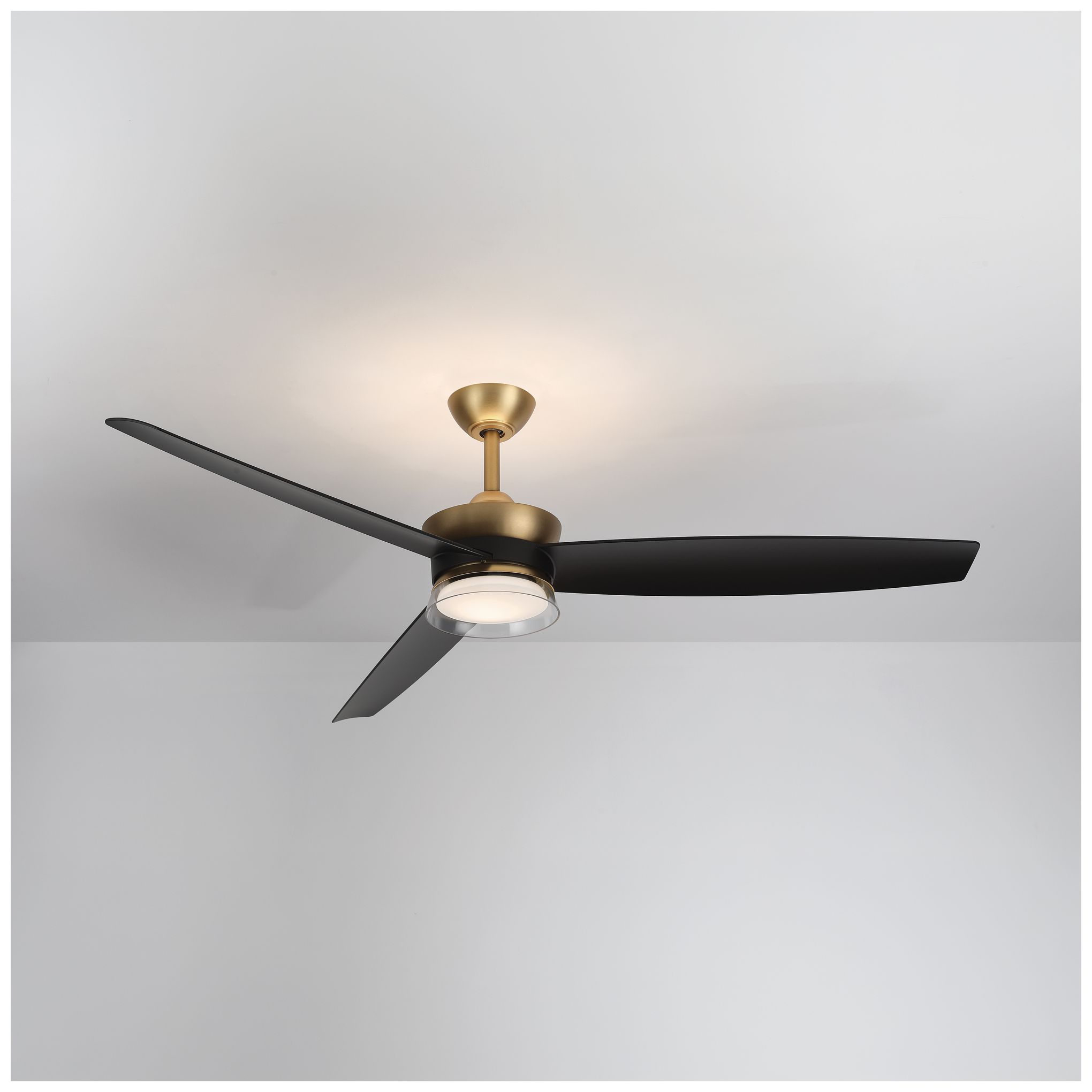 Image 3 Minka-Aire Bistleton 60in LED Heritage Brass and Black 3-Blades Ceiling Fan more views