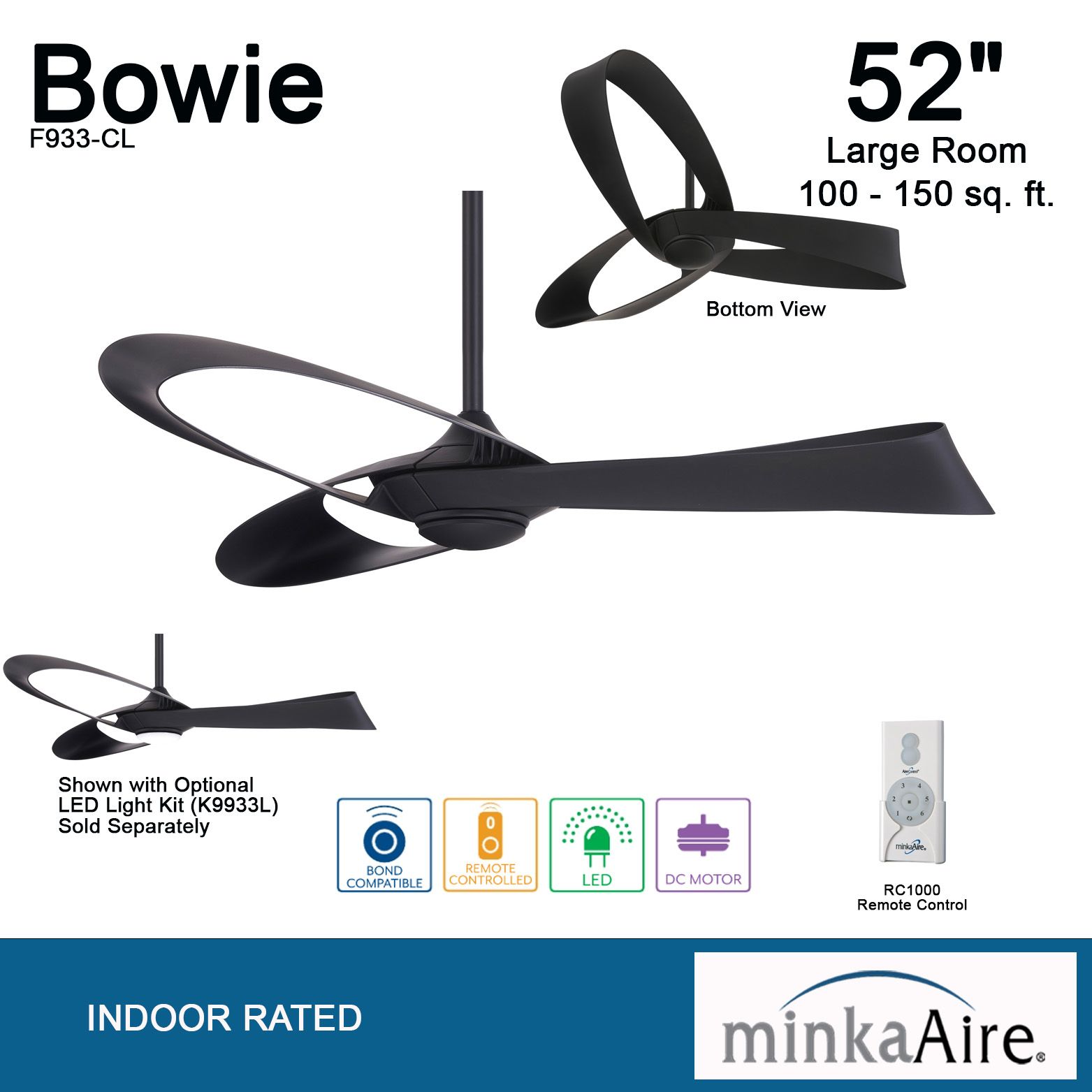 Image 5 Minka-Aire Bowie 52-inch Coal Black Ceiling Fan more views