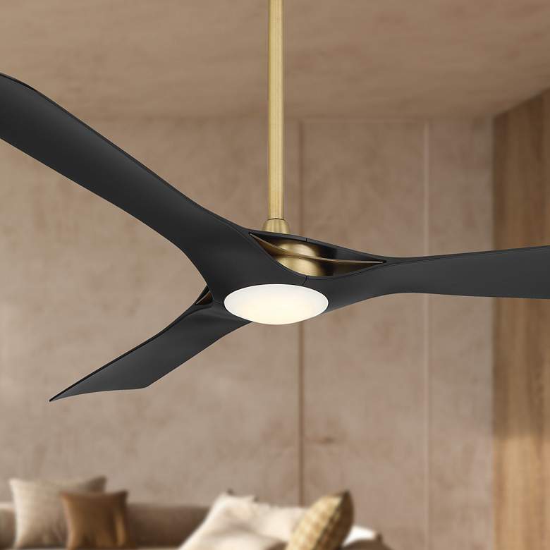 Image 4 Minka-Aire Bridge 60-in LED Legacy Brass Indoor 3-Blade Smart Ceiling Fan more views