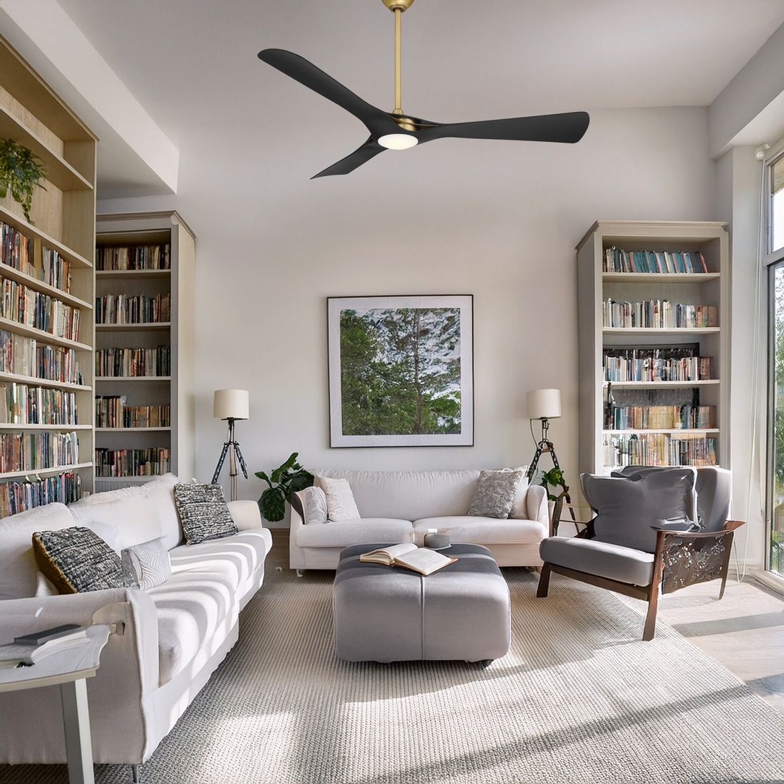 Image 4 Minka-Aire Bridge 60-in LED Legacy Brass Smart Ceiling Fan with Remote more views