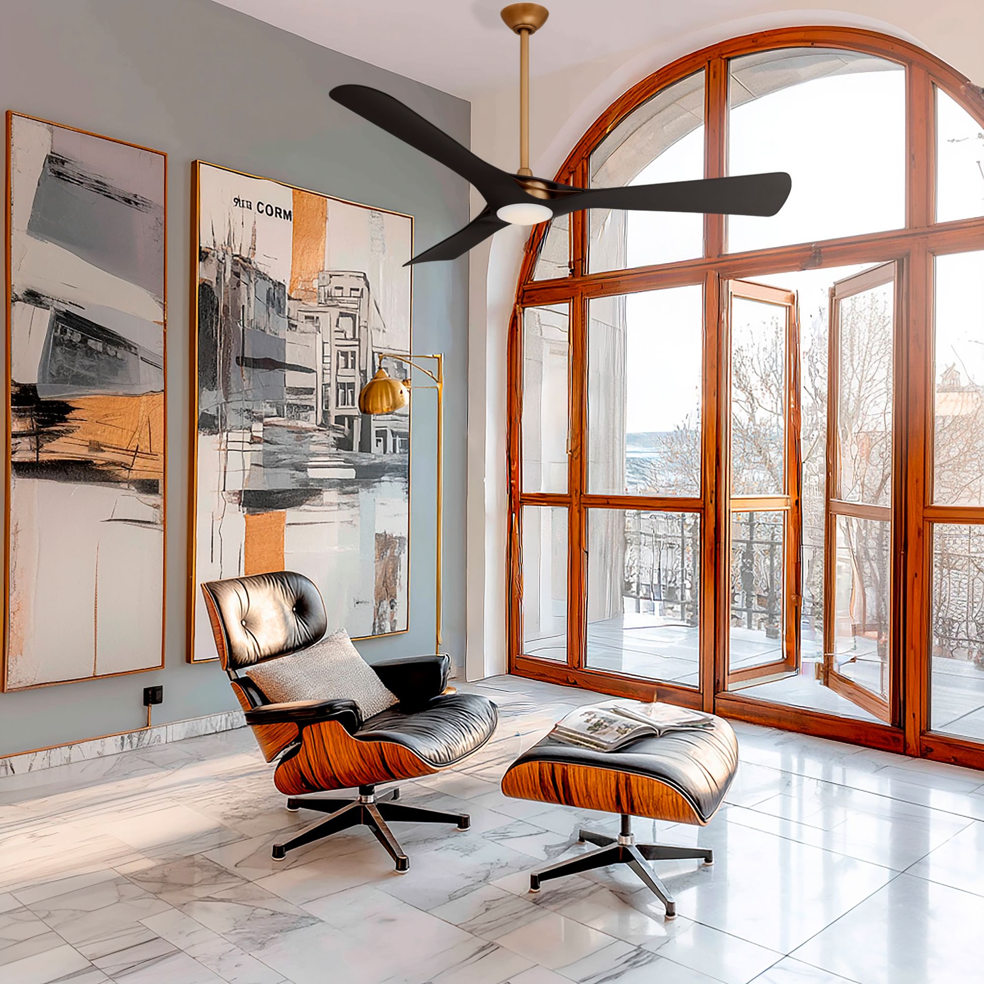 Image 5 Minka-Aire Bridge 60-in LED Legacy Brass Smart Ceiling Fan with Remote more views