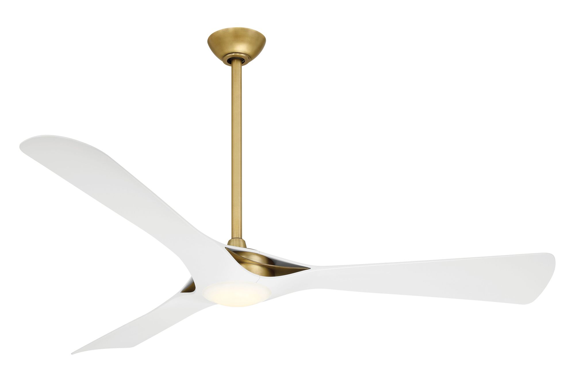 Minka-Aire Bridge 60in LED Legacy Brass and White 3-Blade Smart Ceiling Fan