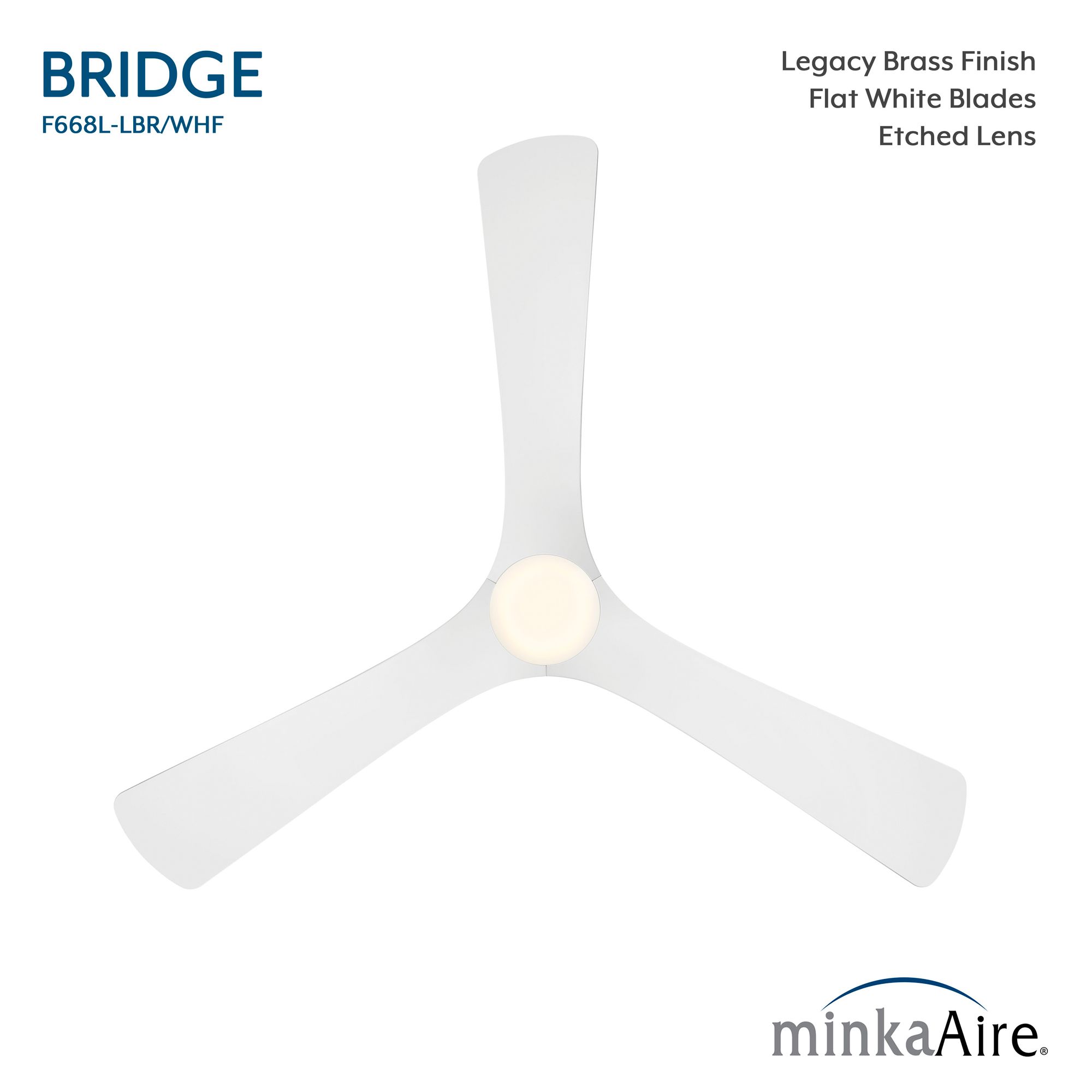 Image 5 Minka-Aire Bridge 60in LED Legacy Brass and White 3-Blade Smart Ceiling Fan more views