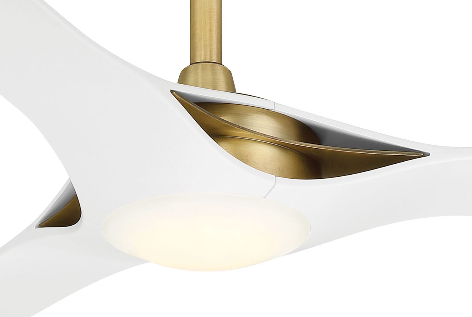 Minka-Aire Bridge 60in LED Legacy Brass and White 3-Blade Smart Ceiling Fan