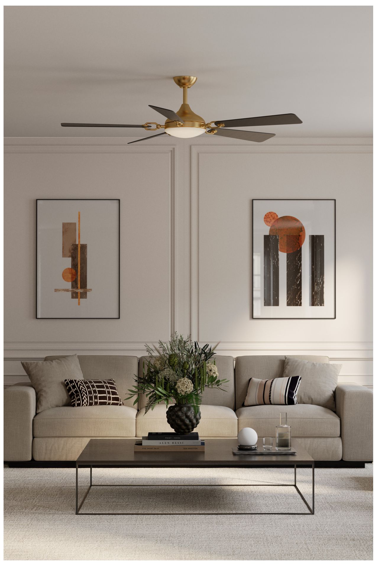 Image 4 Minka Aire Cadena 65-in CCT LED Heritage Brass Indoor 5-Blade Ceiling Fan more views