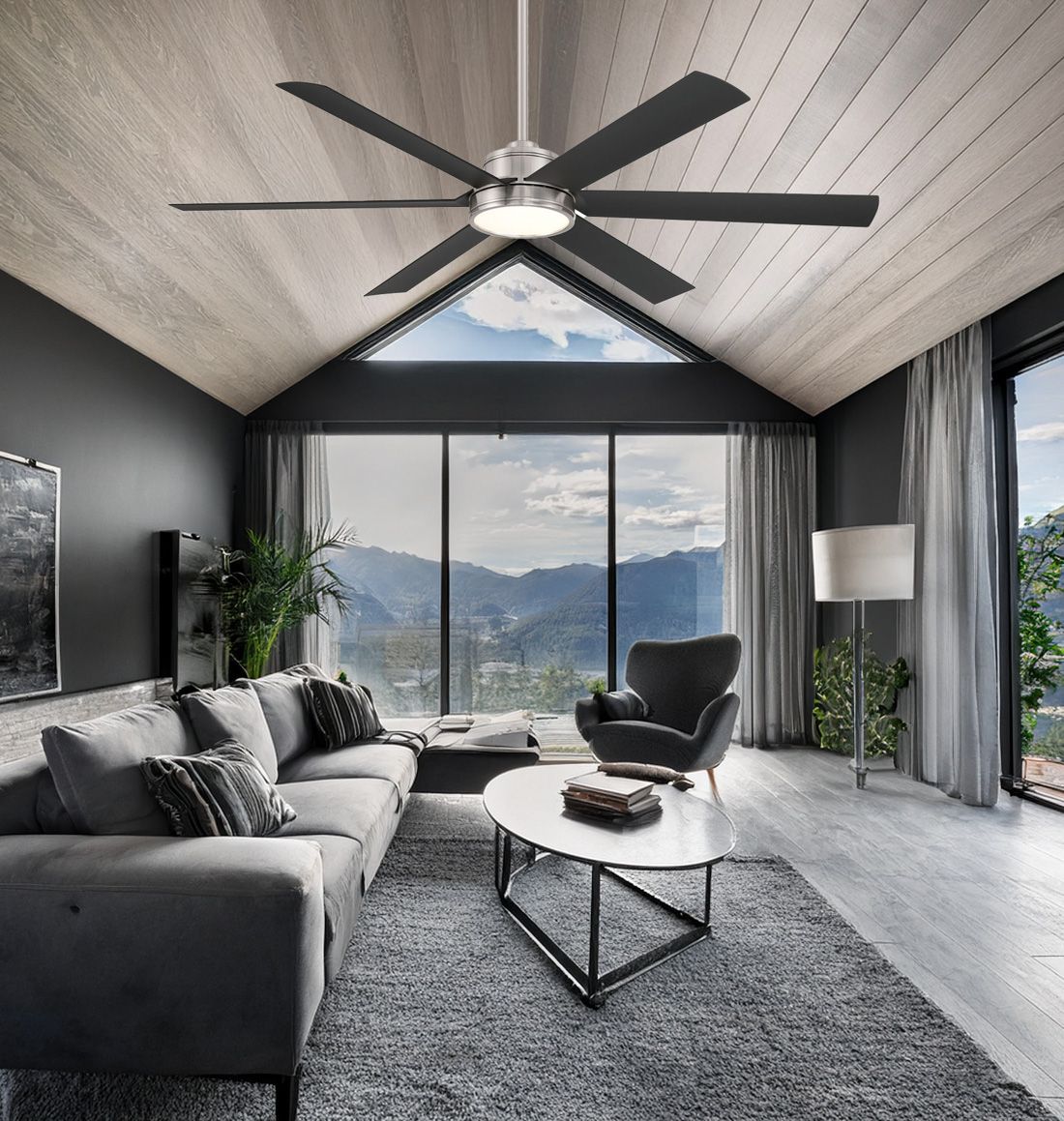 Image 4 Minka-Aire Cairo 65-in LED Brushed Nickel Wet Outdoor Smart Ceiling Fan more views