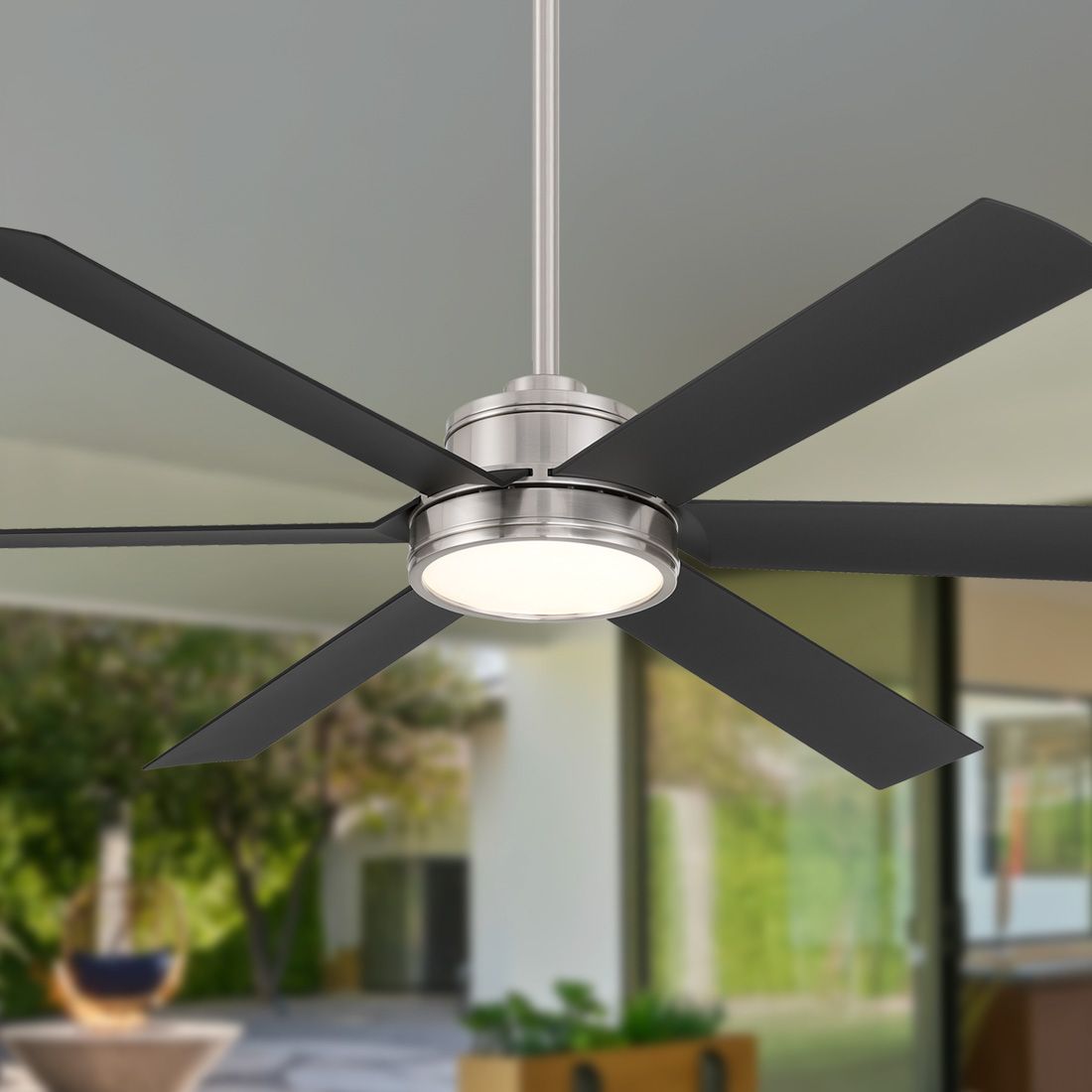 Image 5 Minka-Aire Cairo 65-in LED Brushed Nickel Wet Outdoor Smart Ceiling Fan more views