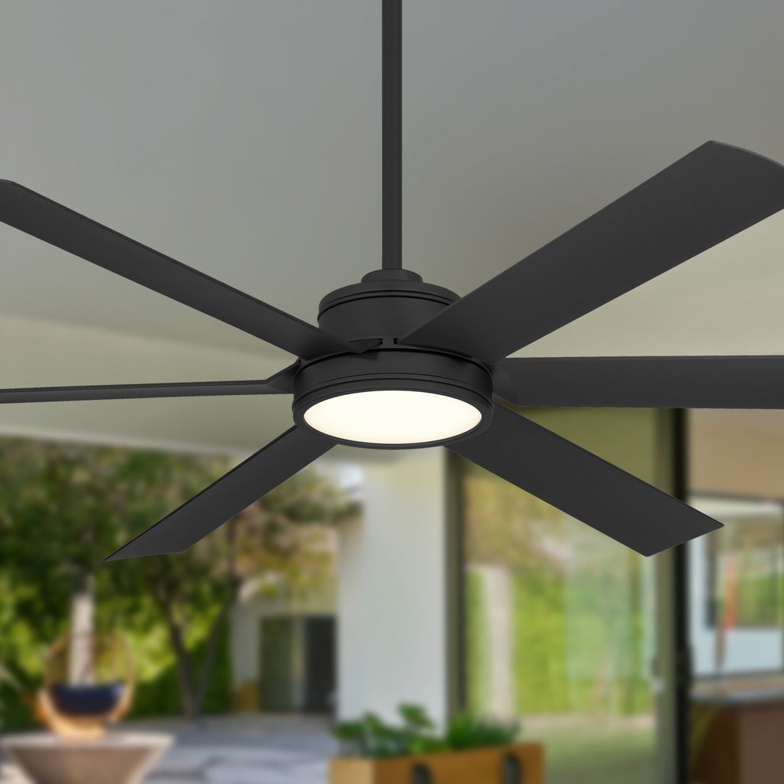Image 5 Minka-Aire Cairo 65-in LED Coal Black 6-Blade Outdoor Smart Ceiling Fan more views