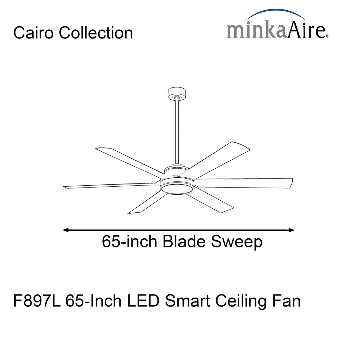 Image 7 Minka-Aire Cairo 65-in LED Coal Black 6-Blade Outdoor Smart Ceiling Fan more views