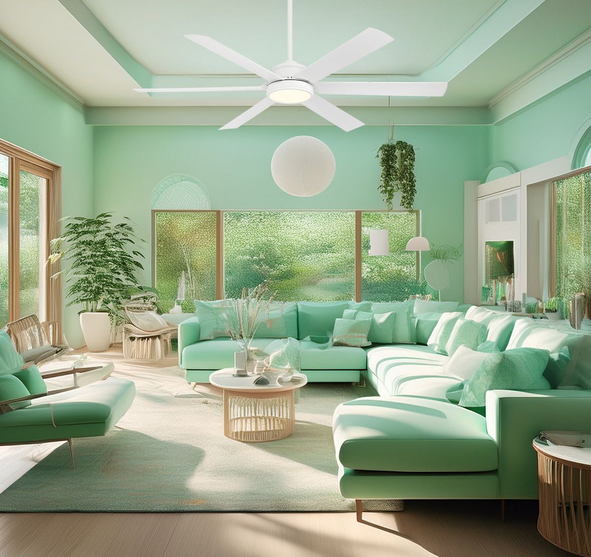 Image 4 Minka-Aire Cairo 65-in LED Flat White 6-Blade Outdoor Smart Ceiling Fan more views