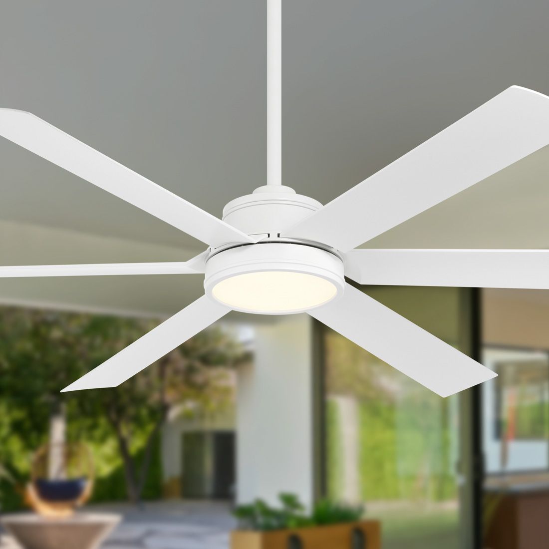 Image 5 Minka-Aire Cairo 65-in LED Flat White 6-Blade Outdoor Smart Ceiling Fan more views