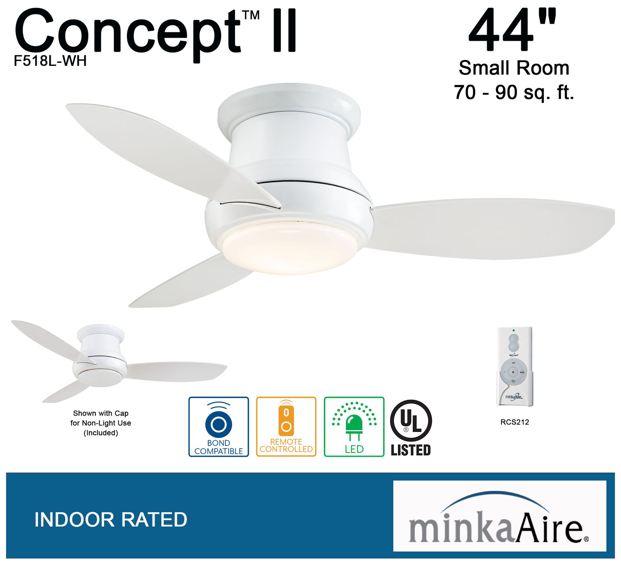 Image 4 Minka Aire Concept II 44-inch LED White Flush Mount Ceiling Fan more views