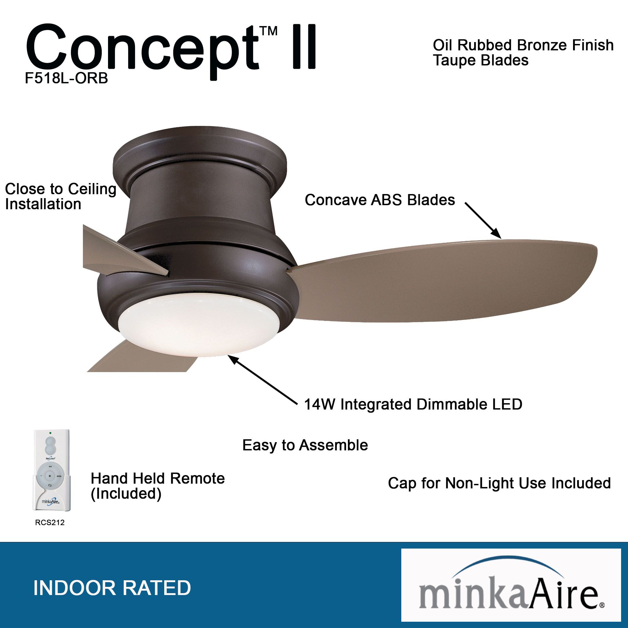 Minka Aire Concept II 52-inch LED Oil Rubbed Bronze Flush Mount Ceiling Fan