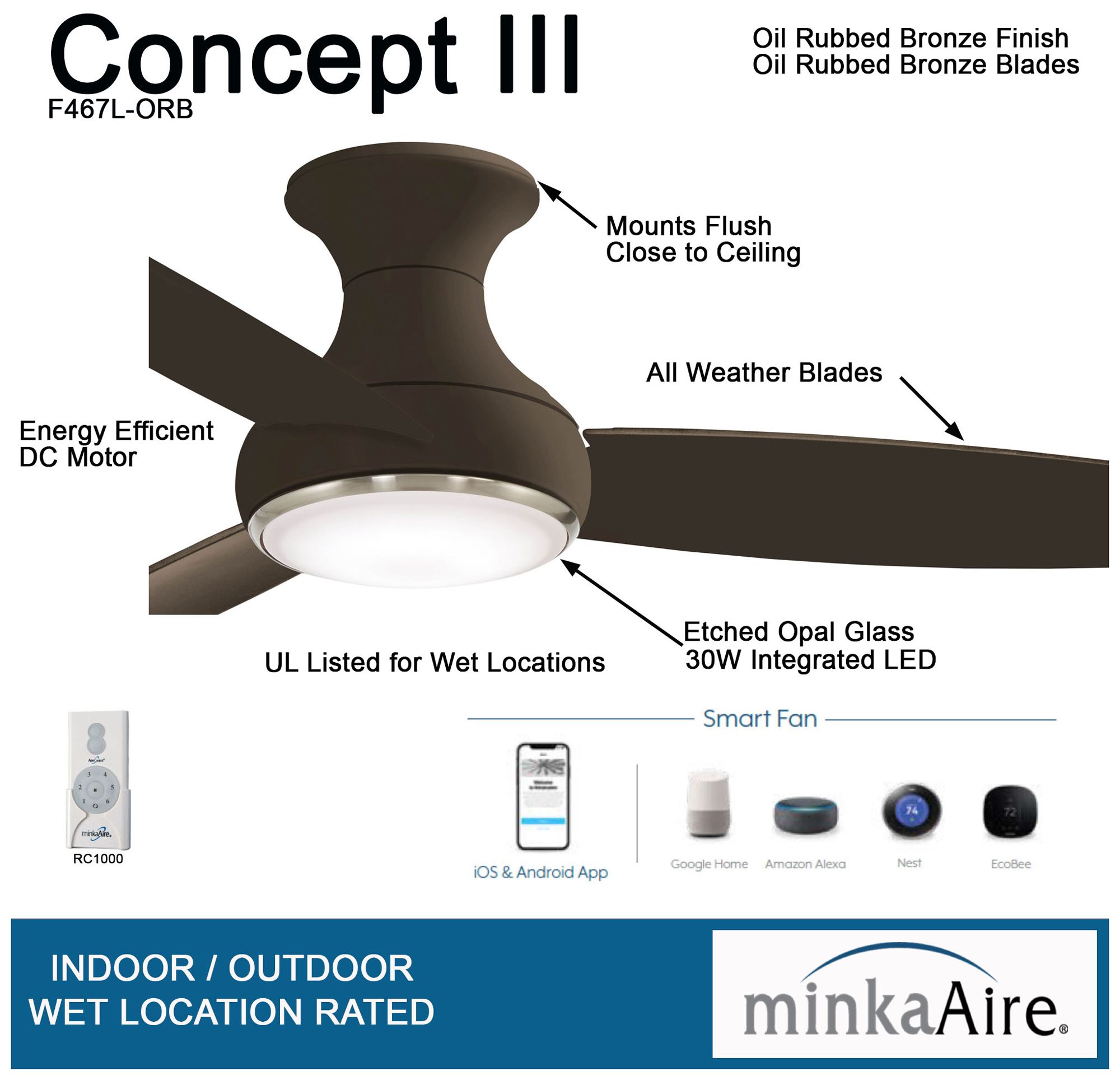 Image 3 Minka Aire Concept III 54-inch LED Oil Rubbed Bronze Ceiling Fan more views