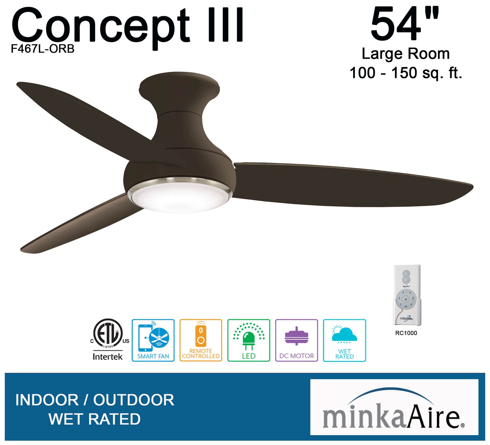 Image 4 Minka Aire Concept III 54-inch LED Oil Rubbed Bronze Ceiling Fan more views